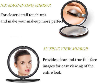Makeup Mirror - Mirror - Hand Mirror - Pocket Mirror - Travel Mirror - Makeup Mirror - Mini Makeup Mirror - Foldable - Foldable - Compact - Portable - Black