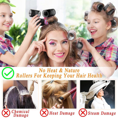 Curlers - 38 Pieces - 4 Sizes - Heatless Curls - Hair Rollers - Hair Curler - Adhesive Rollers - Hair Rollers - Curlers - Heatless Curls - Hair Curler - With Comb, 12 Hair Clips And Storage Bag - Various Curling Effects - Black