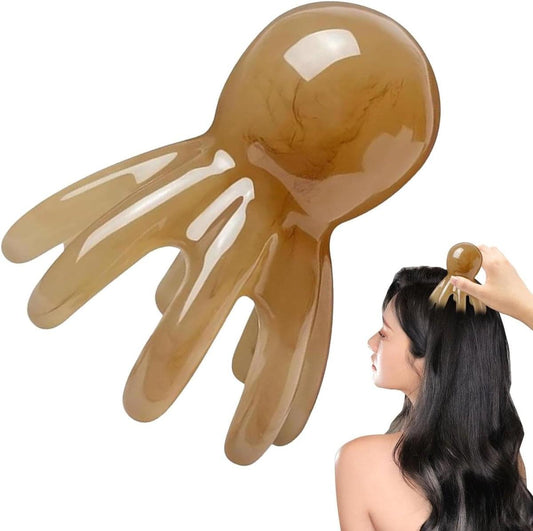 Amber translucent head massage spider scalp massager with eight flexible fingers