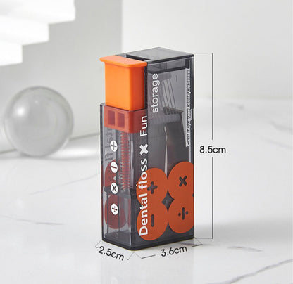 Dental Floss Dispenser Incl. 10x Dental Floss - Portable Floss Dispenser - Black/Orange - 1 Piece