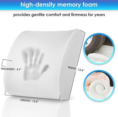 Ergonomic Lower Back Cushion - Memory Foam - Back Support - Lumbar Support - Relieve Fatigue - For Car, Office Chair, Sofa and Bed - Car Cushion - Working from Home - Blue - Back Pain & Sitting Comfort