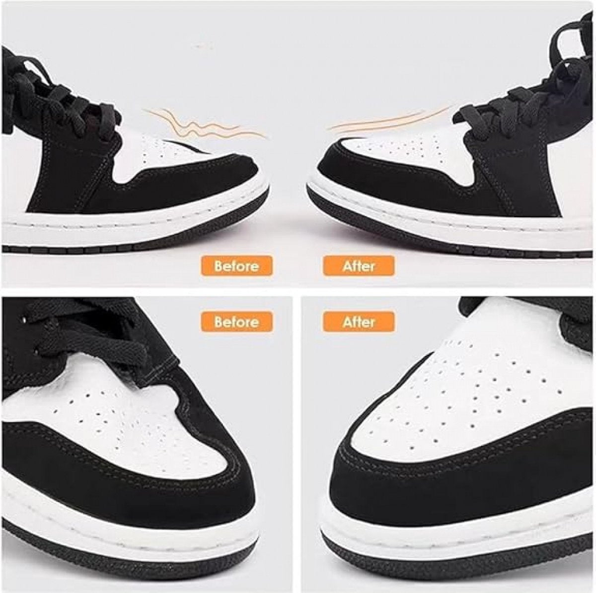 Sneaker Crease Protector - 8 Pairs - Anti-Crease Protector - Shoe Crease Protector - Sizes 40 to 45 (L) - Anti-Crease - Sneaker Shield - Sneaker Protector - Shoe Trees - Breathable - Reusable - White and Black - For All Shoes