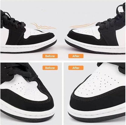 Sneaker Crease Protector - 8 Pairs - Anti-Crease Protector - Shoe Crease Protector - Sizes 40 to 45 (L) - Anti-Crease - Sneaker Shield - Sneaker Protector - Shoe Trees - Breathable - Reusable - White and Black - For All Shoes