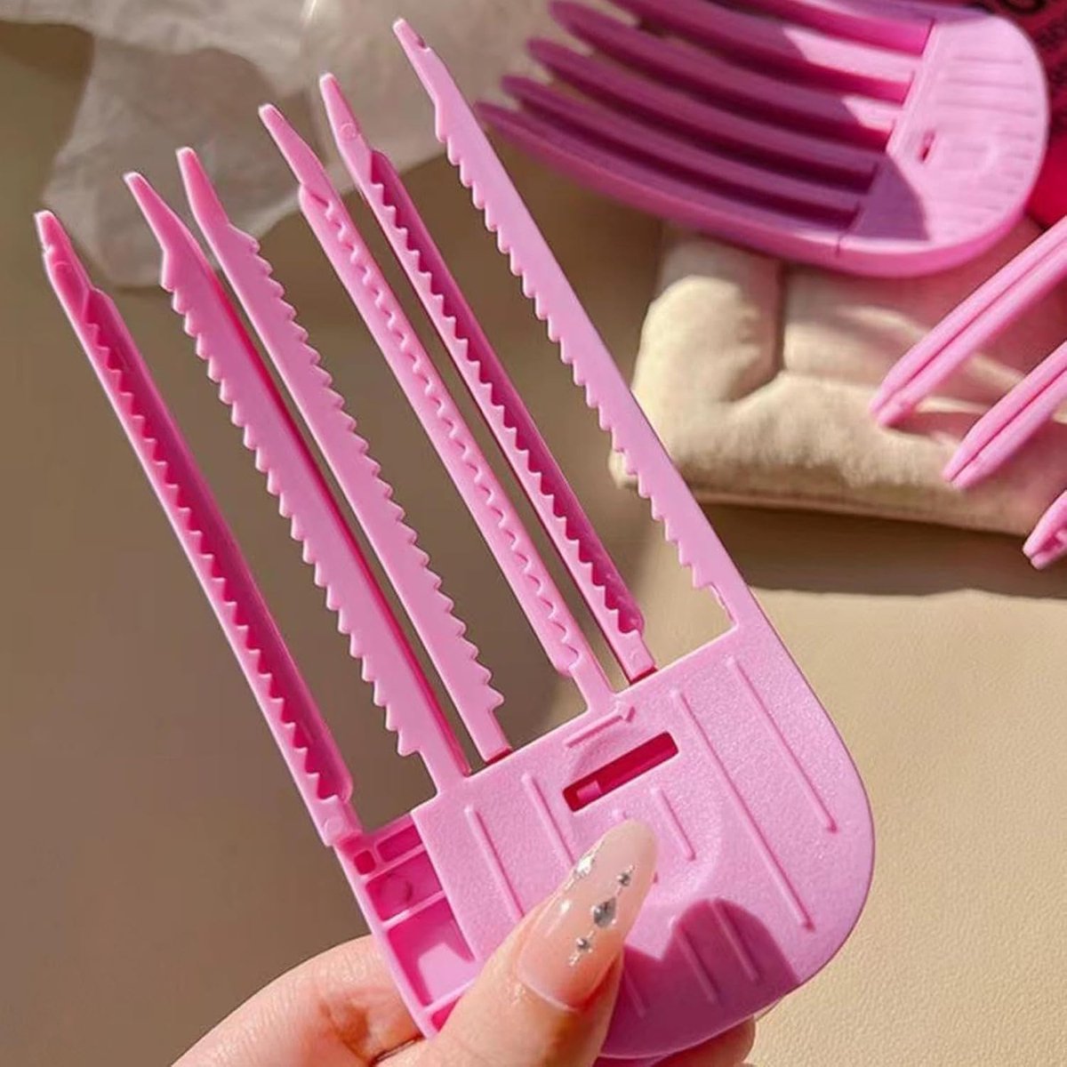 Hairdresser Hair Clips - Hair Root Clip - Sectioning Clip - Hair Clip with Artifact - Hair Root Hair Clip - Hairpin Without Traces - High Skull Top Fixed Forehead Hairpin Create Swollen Hair Roots - Pink - 2 Pieces