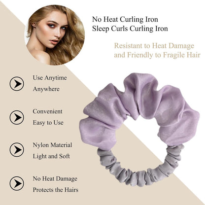 Heatless Curls - Curling Band - Heat-Free Curling Headband - Curls Without Heat - Hair Curler - Heatless Overnight Hair Curlers for Long Hair - Soft Pink Scrunchie - Curly Artifact - Purple
