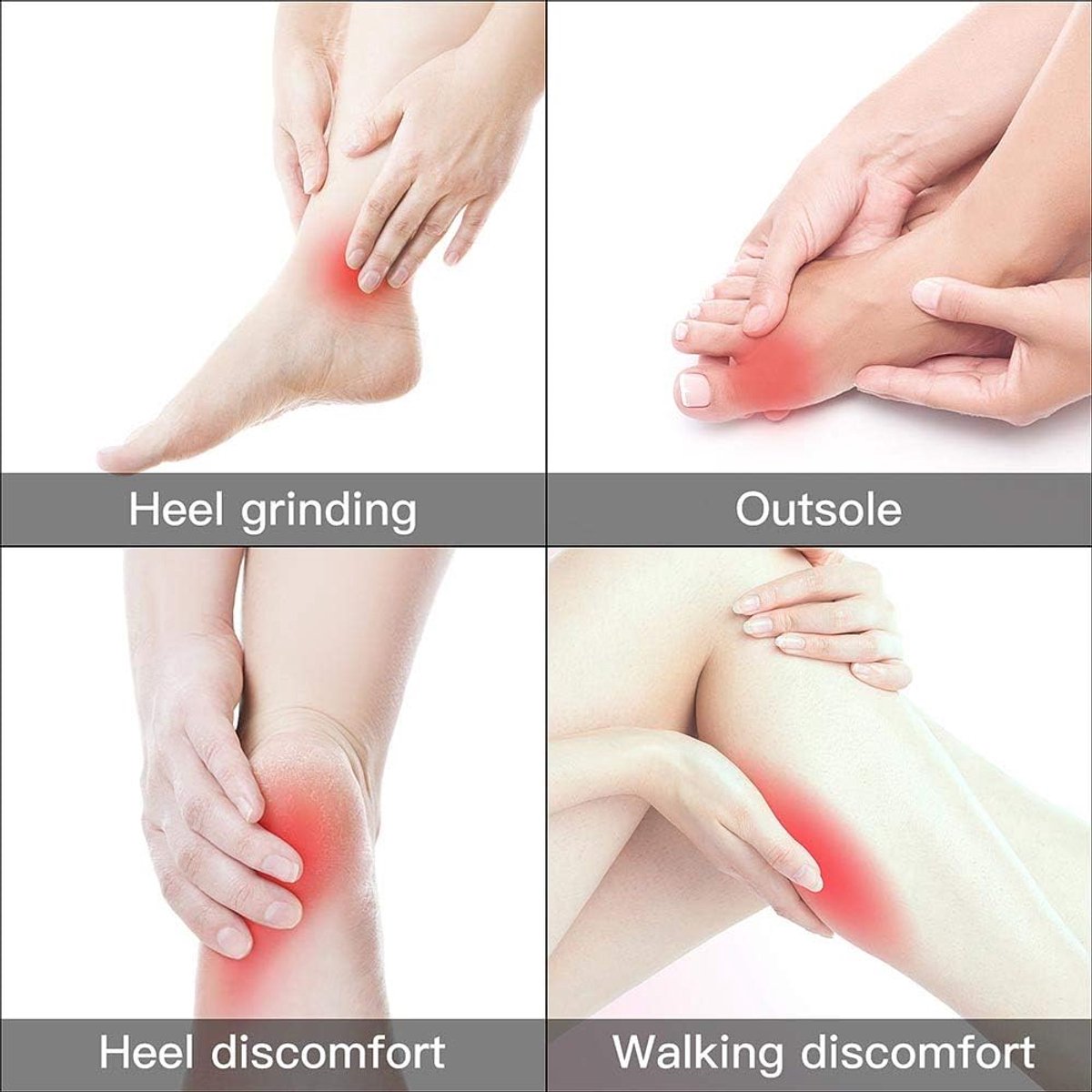 Shoe Insoles - Soft and Flexible Cushions - Heel Cushion - Anti-Friction - For high heels, loose shoes, metatarsal/arch pain, foot pain, heel pain, and bony protrusions - Heel Insoles - Women - One Size - Beige / Black / Grey