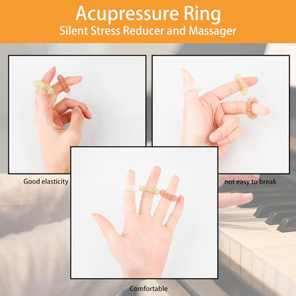 12 Finger Massage Rings - Finger Massage Rings - Acupressure Rings - Acupressure Rings - Finger Splints - Finger Massage Rings - For teenagers, adults - Relieves anxiety, relaxation - Massage improves blood circulation - One size