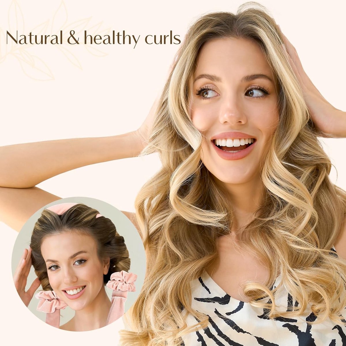 Heatless Curls - 4-piece set - Hair Rollers - Heatless Curls with Hair Scrunchies and Clip - Heatless Curls - Curlers - Hair Curler - Black