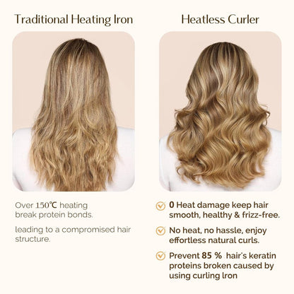 Heatless Curls - 4-piece set - Hair Rollers - Heatless Curls with Hair Scrunchies and Clip - Heatless Curls - Curlers - Hair Curler - Black