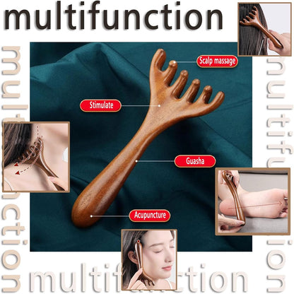 BOXOB 2pcs Wooden Head Massager, Portable Head Scratcher for Deep Relaxation Durable Wooden Comb Wooden Scalp Massager Gift for Family and Friends
