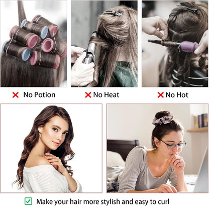 Heatless Curls - Hair curler - hair rollers - Curlers without heat - soft sleep curl scrunchie - for long, medium-length hair - hair curler without heat - satin night curler - lazy scrunchie - DIY hair styling tools - pink - Ø 18cm