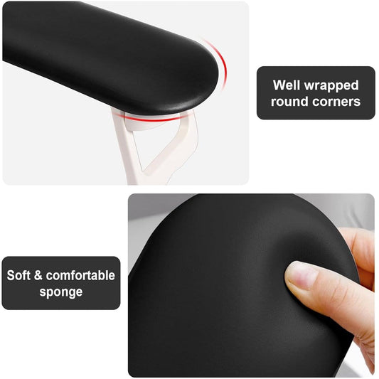Black foldable nail armrest cushion with rounded edges for manicure hand support