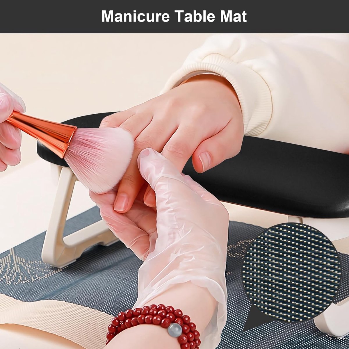 Nail Armrest - foldable - Nail Stylist Armrest - PU leather nail hand rest - with table mat - for nail technology - Nail Cushion - nail hand cushion for manicure salon use - Manicure pads - Manicure Cushion - Nail armrest cushion - Black