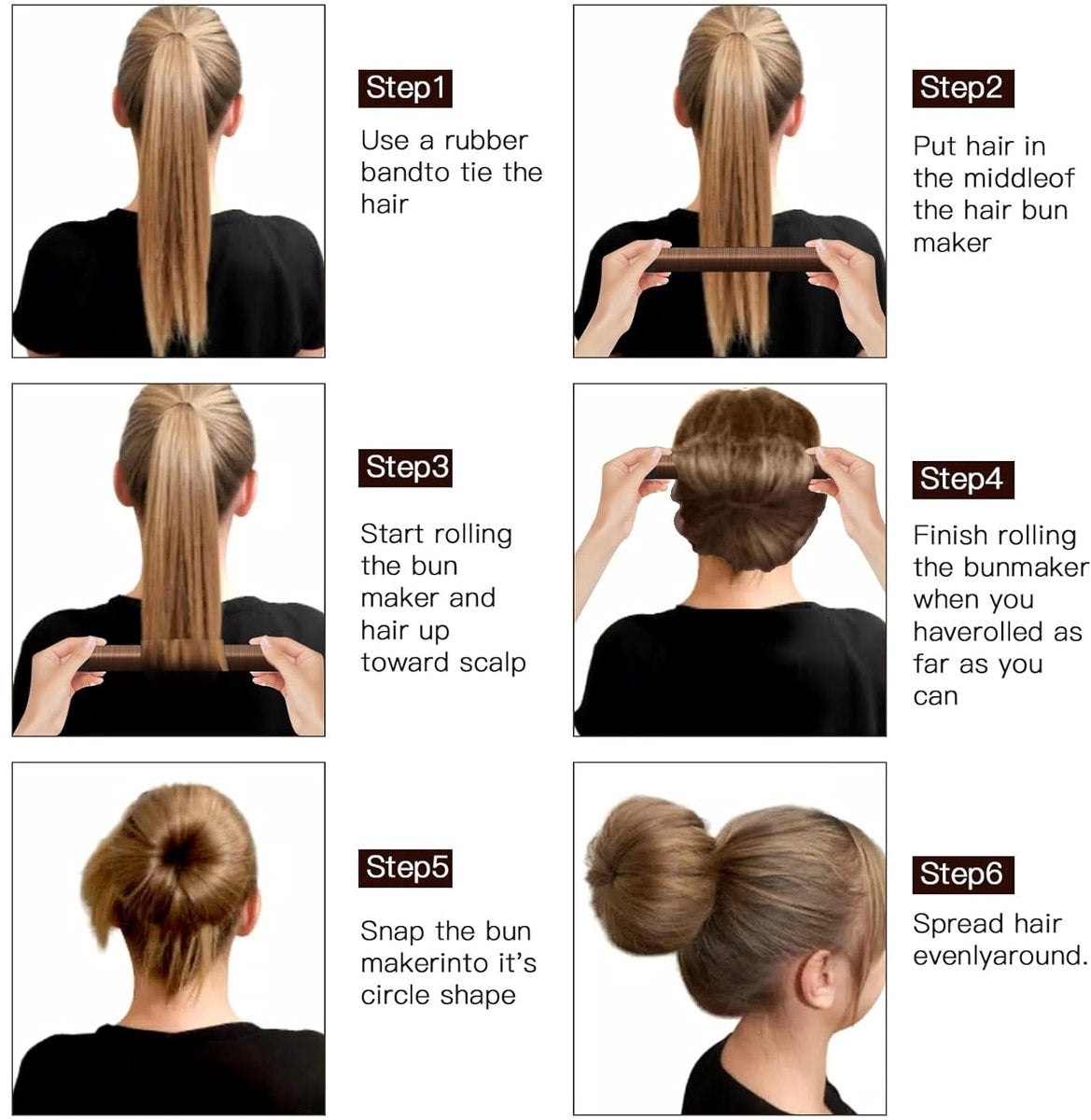 4-piece bun maker - Magic hairband - For children and women - DIY styler - Easily create a ballerina hairstyle - Create a perfect bun - Hairband - Bun - Bun maker for long hair - Four different colors