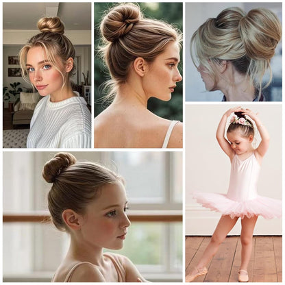 4-piece bun maker - Magic hairband - For children and women - DIY styler - Easily create a ballerina hairstyle - Create a perfect bun - Hairband - Bun - Bun maker for long hair - Four different colors
