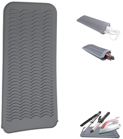 Heat-resistant mat - Heat-resistant pads - Heat mat - Silicone case - - Silicone protective pads - Curling iron mat - Straightener mat - storage bag - storage pouch - for curling irons, straighteners, and hair styling tools - 286*142*9mm - grey