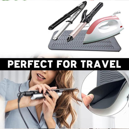 Heat-resistant mat - Heat-resistant pads - Heat mat - Silicone case - - Silicone protective pads - Curling iron mat - Straightener mat - storage bag - storage pouch - for curling irons, straighteners, and hair styling tools - 286*142*9mm - grey