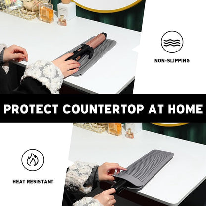 Heat-resistant mat - Heat-resistant pads - Heat mat - Silicone case - - Silicone protective pads - Curling iron mat - Straightener mat - storage bag - storage pouch - for curling irons, straighteners, and hair styling tools - 286*142*9mm - grey
