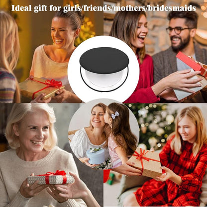 Makeup mirror - Illuminated compact mirror - rechargeable - 1x/10x magnifying makeup mirror - Mirror - portable travel makeup mirror - with natural daylight and LED lighting - small dimmable illuminated mirror - for handbag - 9*1.8 cm - black