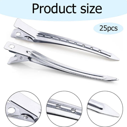 25 pieces - Hairpin - Hairpins - Hair clip - Hair Accessory - Duckbill hairpins - Hair styling clips - curlers with holes - metal hairpins - for hair styling, hair coloring - 9 cm - silver