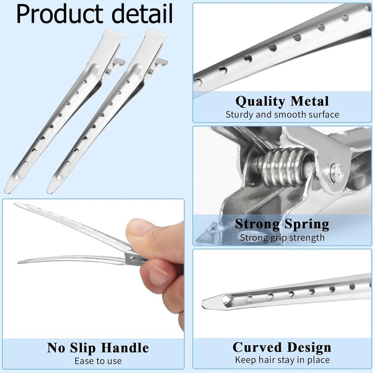 25 pieces - Hairpin - Hairpins - Hair clip - Hair Accessory - Duckbill hairpins - Hair styling clips - curlers with holes - metal hairpins - for hair styling, hair coloring - 9 cm - silver