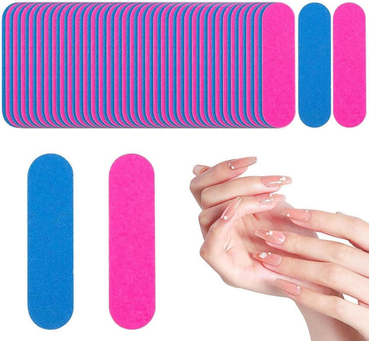 Mini nail sanding strip set, pink and blue, double-sided
