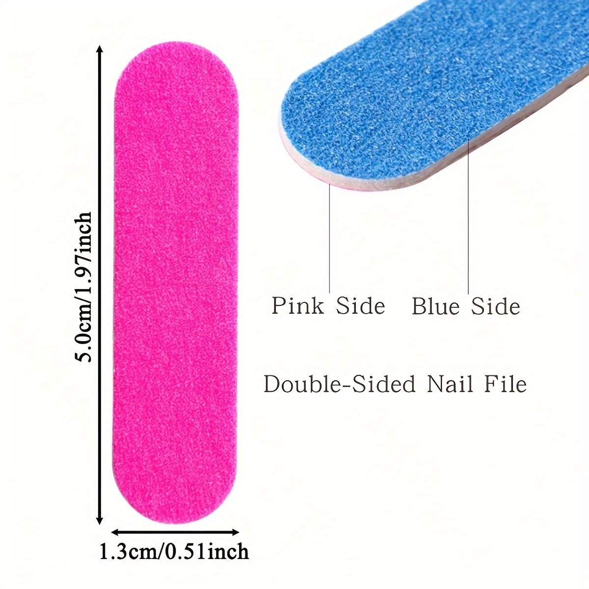 100 pieces - Sanding strips - Nail file - Mini wood file - Shaping nails - nail sanding strips - mini nail file - nail file set - mini nail files - manicure instruments - manicure - for home and salon use - 180/240 grit - 5*1.3 cm - pink, blue