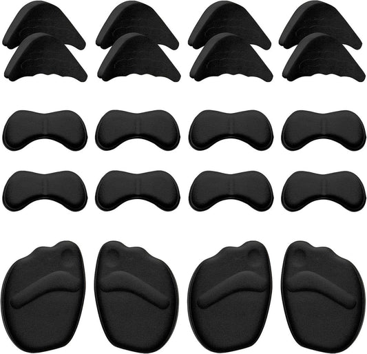 Black heel cushion pads set: arched inserts for loose or high-heel shoes