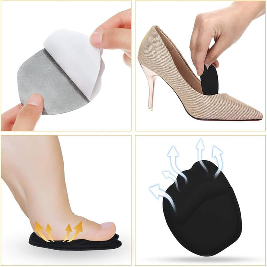 Black heel cushion insert under shoe heel with raised support grips