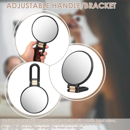 15X Magnifying Mirror - 24*14 cm - Hand Mirror with Folding Handle - Travel Magnifying Mirror with Handle - Double-Sided Magnifying Mirror - with 15x/1x Magnification - Portable Makeup Mirror - Multifunctional Hand Mirror - Black