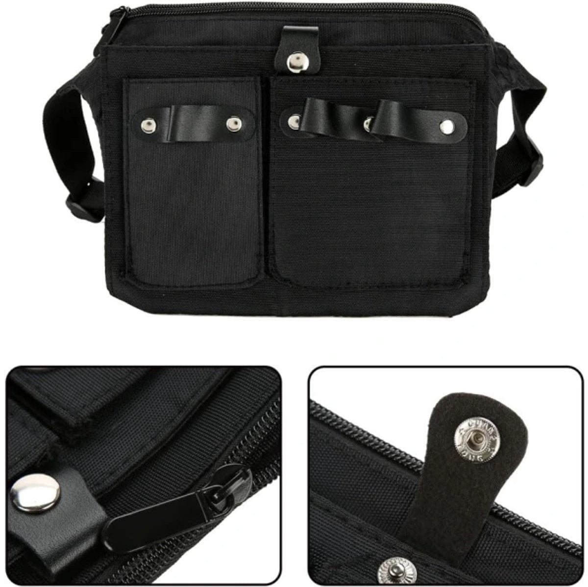 Hairdresser's Bag - Hairdresser's Belt Bag - Hairdresser's Scissor Bag - Canvas - 34*18 cm - For combs, clips - Black
