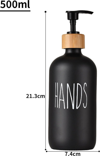 1 set of 2 pieces - Soap dispenser set - for hand soap and dish soap - Soap dispensers - Soap dispenser - Soap pump - Soap bottle - Hand soap pump - Freestanding and refillable - Glass - black - 500ml - Kitchen accessories