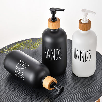 1 set of 2 pieces - Soap dispenser set - for hand soap and dish soap - Soap dispensers - Soap dispenser - Soap pump - Soap bottle - Hand soap pump - Freestanding and refillable - Glass - black - 500ml - Kitchen accessories