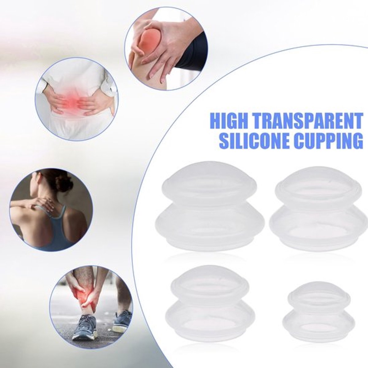 4-piece Cupping cup - Cupping cups - silicone cups - Cupping Set - Cupping For Cellulite - vacuum cup - For reducing cellulite anti-aging relieves pain and joints for buttocks, neck, body - black
