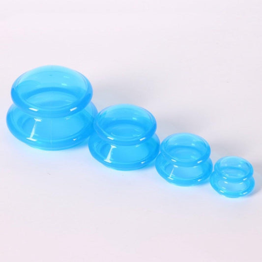 Blue silicone cupping cups set with four nested sizes