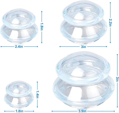 4-piece Cupping cup - Cupping cups - silicone cups - Cupping Set - Cupping For Cellulite - vacuum cup - For reducing cellulite anti-aging relieves pain and joints for buttocks, neck, body - blue