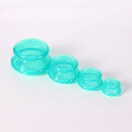 Green silicone cupping cups set, four stackable cups