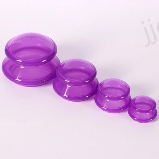 4-piece purple silicone cupping cup set, four vacuum cups in descending sizes