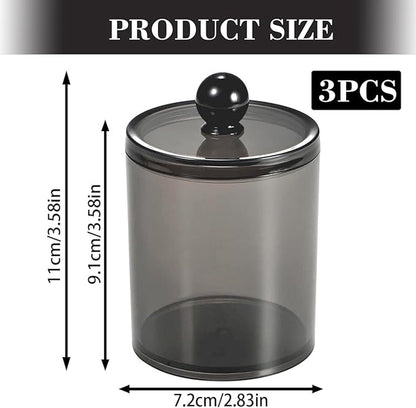 3 pieces - Cotton Ball Holder - Cotton Swab Holder - Cotton Pad Holder - Black - PS - 11*7*7cm