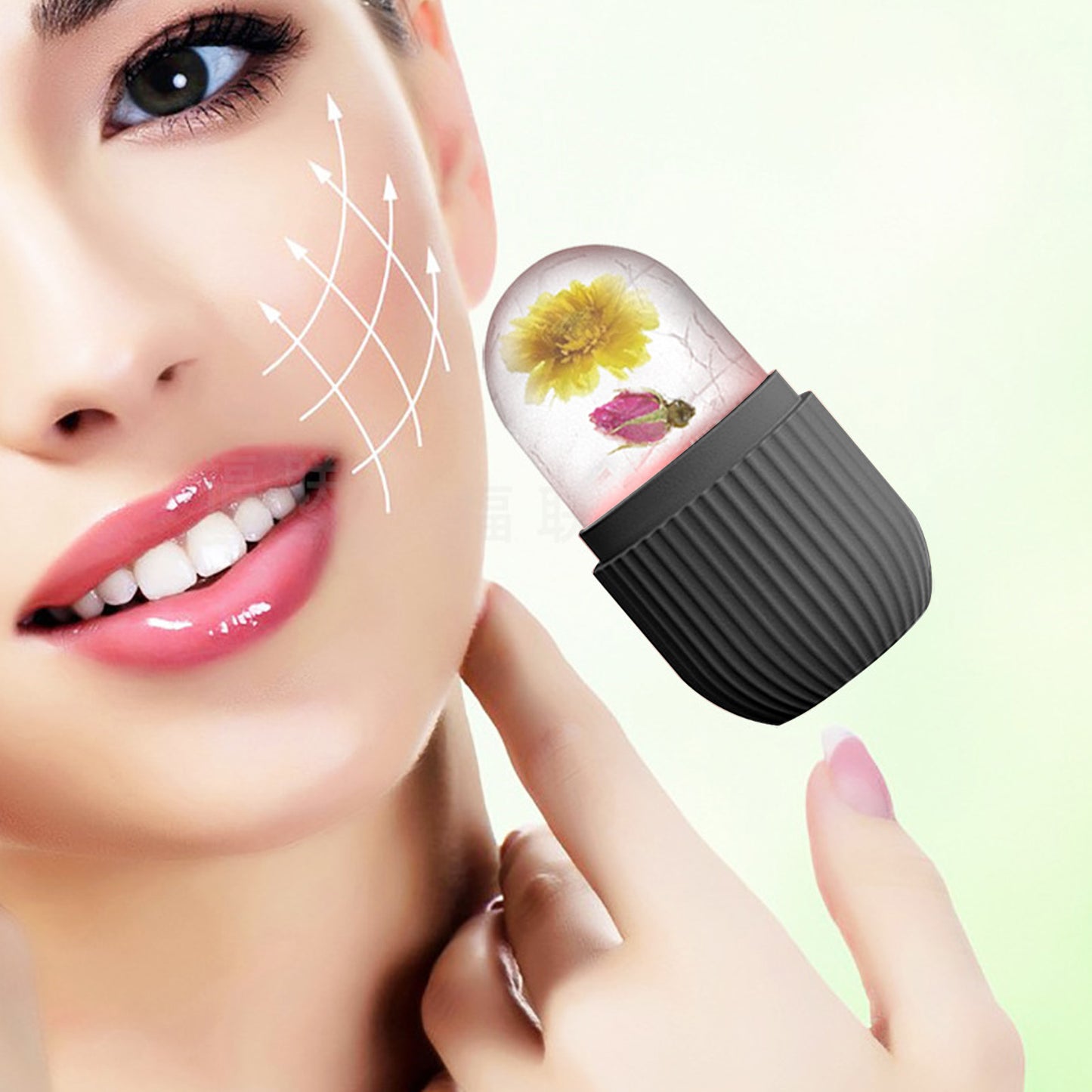 Ice Facial Roller Cold Ice Mold Holder Silicone Reusable for Facial Beauty DIY Facial Care Black Striped Black