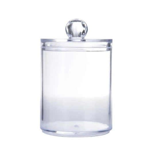Clear glass apothecary jar with domed removable lid, cylindrical body