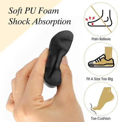 Shoe Filler Insert, Shoe Filler for Shoes Too Big, Toe Cushion Fillers Make Shoes Fit, Shoe Filler for Loose Shoe, Prevent Heel Sliping, One Size Fits Shoe Inserts for Women and Men (Blcak, 3 Pairs)