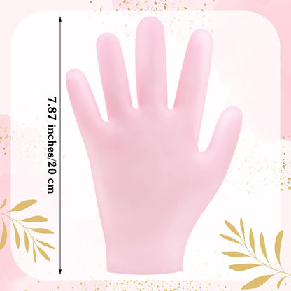 2 Pairs Silicone Gloves for Dry Cracked, Silicone Moisturizing Gloves for Women, Hand Care Silicone Gloves, Spa Gel Gloves Hand Care After Pedicure Silicone Gloves - Pink & White