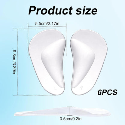 12pcs Arch Support Insoles, Transparent Gel Self-Adhesive Arch Support Shoe Inserts Soft Silicone Foot Arch Cushions Arch Comfort Pads for Women High Heels Sandals Flat Shoes
