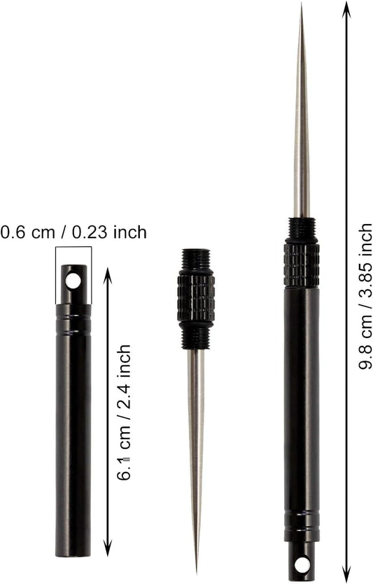Stainless steel toothpick holders in black and silver with tapered steel picks