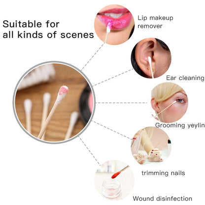 200PCS Cotten Swab Applicators, 6 Inch Long Wooden Cotton Swabs - Cleaning Gun Sterile Medical Q Sticks Tips Applicator With Wood Handle - Makeup & Ear Cleaner Remover Tools - For Ceramics, Jewelry