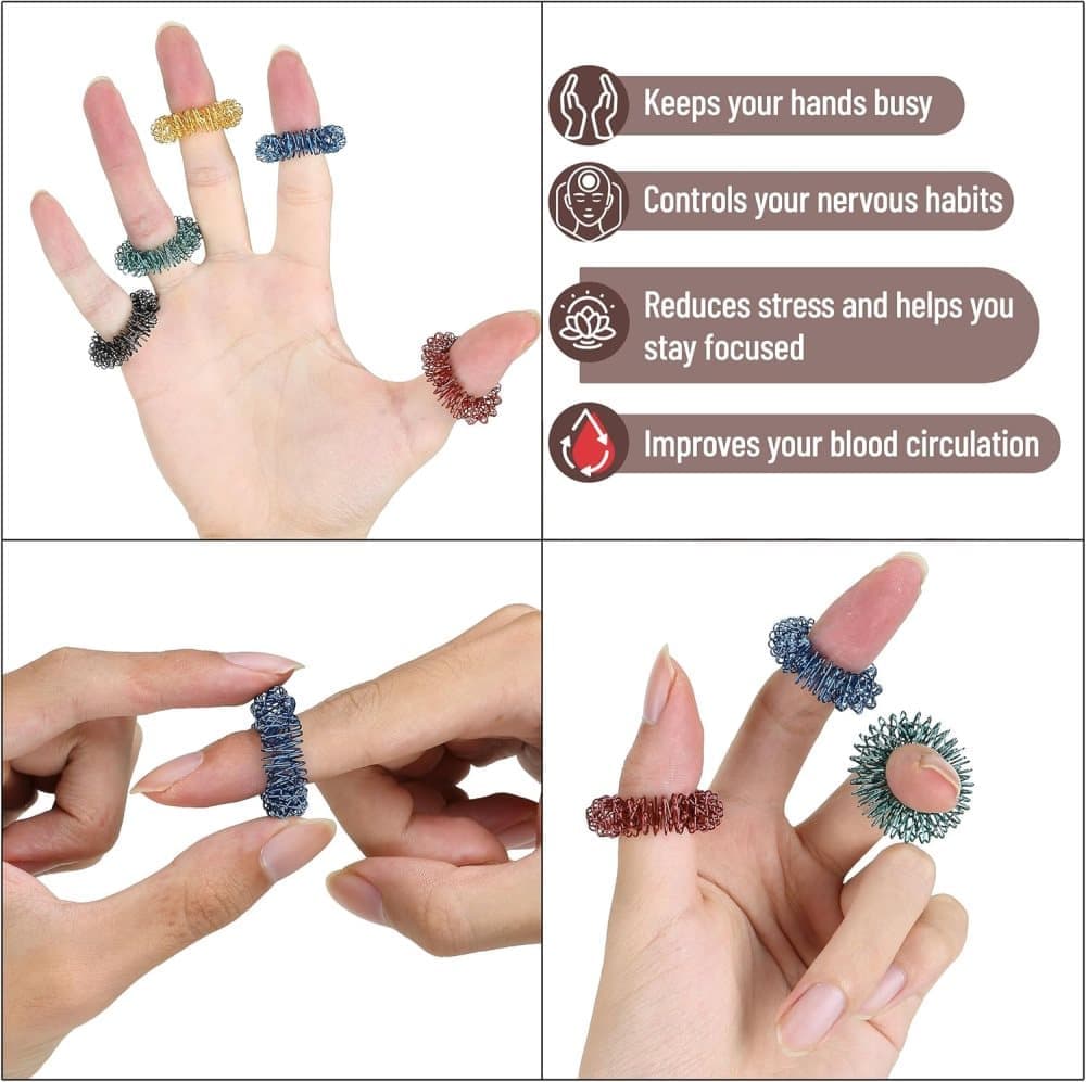 Fidget Stress Ring Sensory Toys for Anxiety and ADHD - 14 Pack Stress Rings