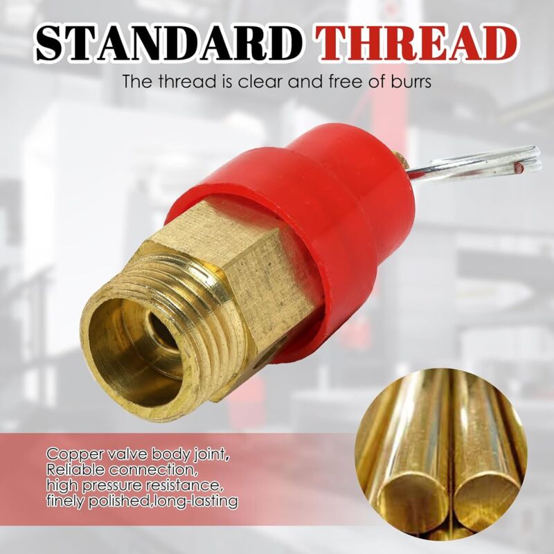 Air Compressor Safety Valve 115 PSI G1/4 Male Red Capsule 1pc Compatible with Various Brands