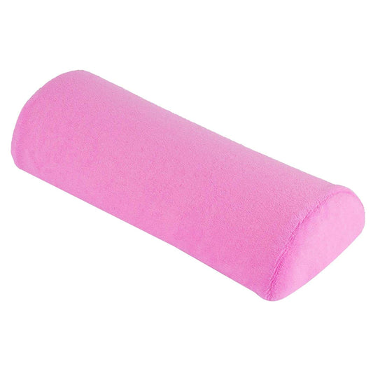 Pink cylindrical nail art wrist cushion, soft textured cover