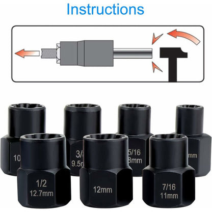 Socket Wrench Set with Nut Extractor For Damaged Bolts 13 Pieces